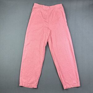 Mosaic Linen Blend Pants Womens 14 Coral Artsy Lagenlook High Rise Tapered Leg*